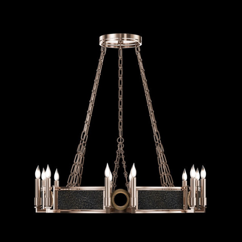 Mirage 35.75″W Round Chandelier Champagne/Brass/Black Knight