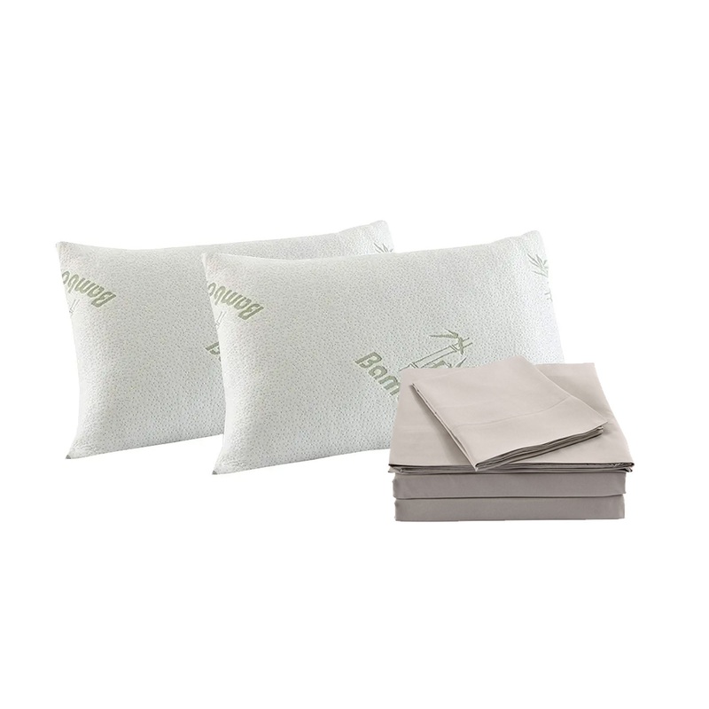 Royal Comfort Bamboo Blend Sheet Set 1000TC and Bamboo Pillows 2 Pack Ultra Soft – King – Warm Grey