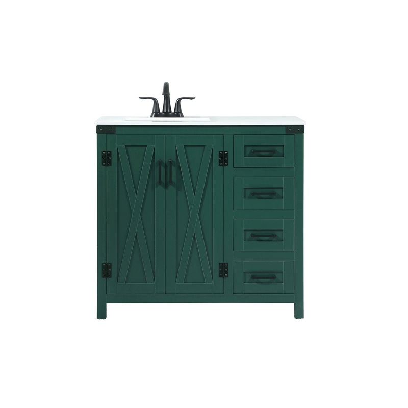 Single Bathroom Vanity from the Grant Collection in Green Finish by Elegant Lighting