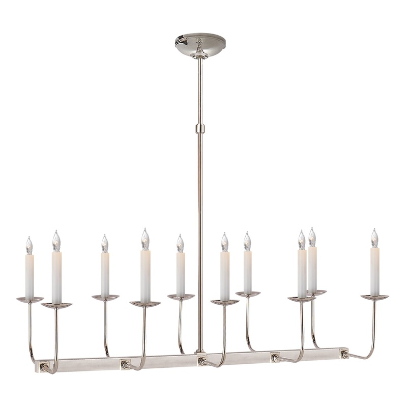 Ten Light Chandelier from the Linear Branched Collection in Polished Nickel Finish by Visual Comfort Signature