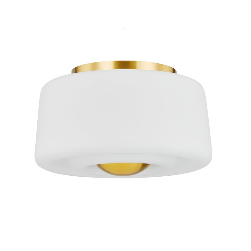 Two Light Flush Mount from the Ciela Collection in Aged Brass Finish by Mitzi