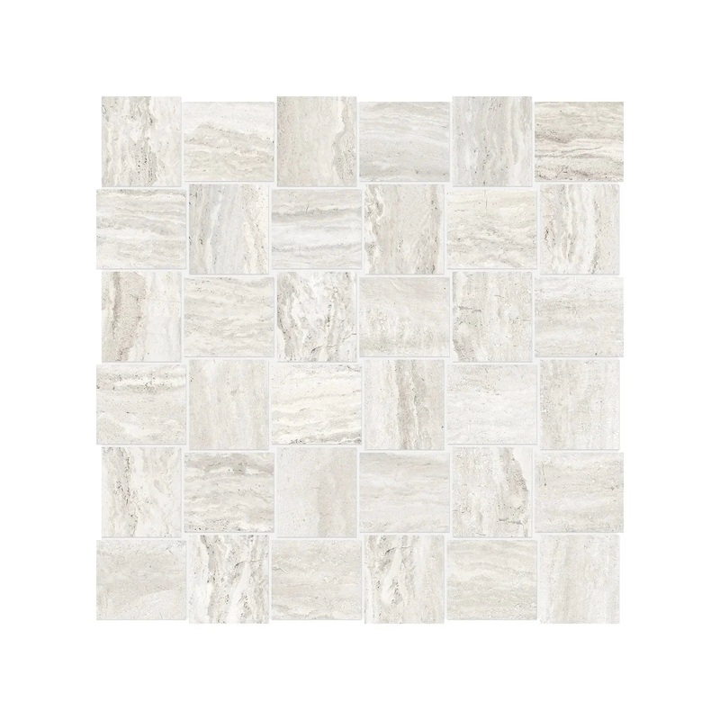 2″ x 2″ Basketweave Precept Ivory Matte Porcelain Mosaics. 1 Sheet = 1.17 Sq. Ft. (63-517) 2″ x