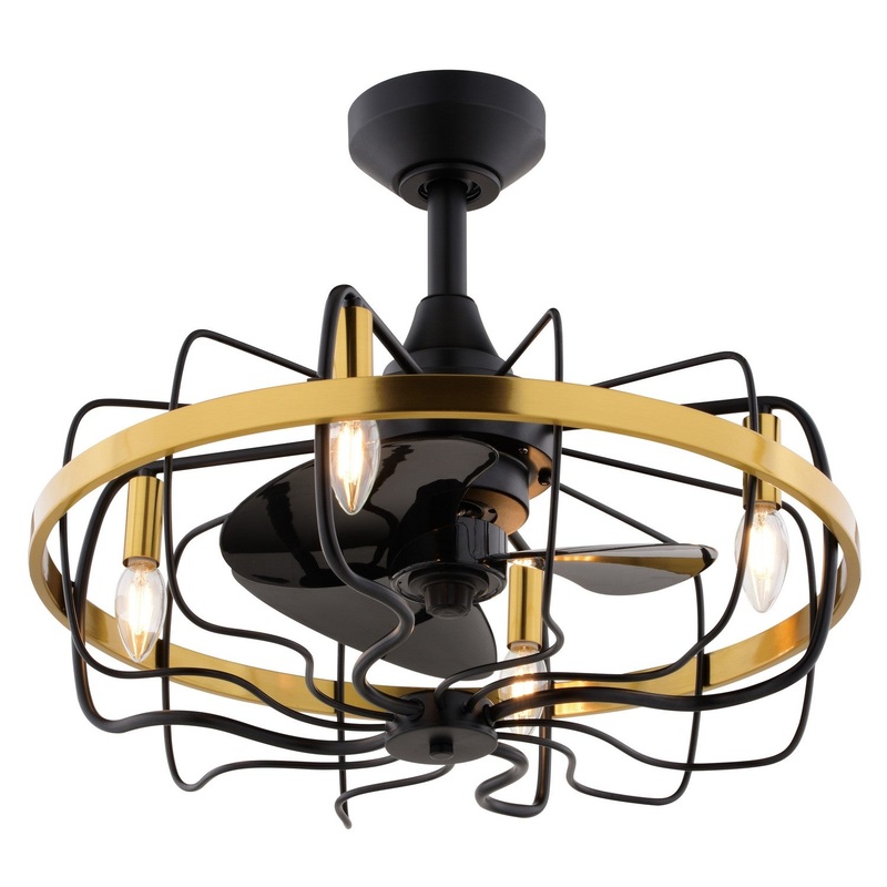21″Ceiling Fan from the Kenton Collection in Black and Satin Brass Finish by Vaxcel