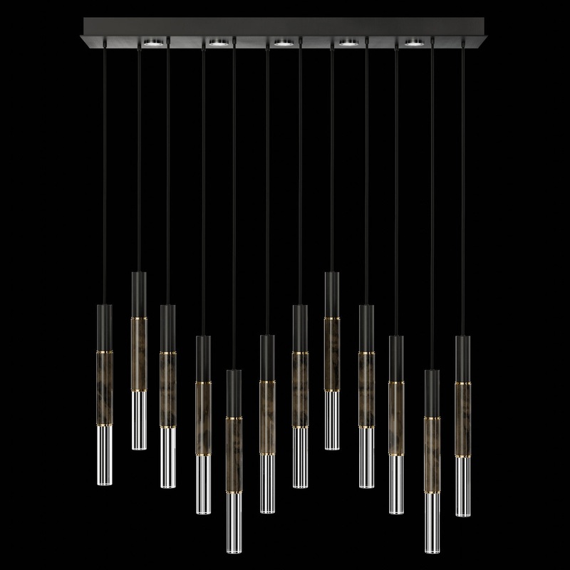 Antonia 61″W Rectangular Pendant Black/Brass/Charcoal