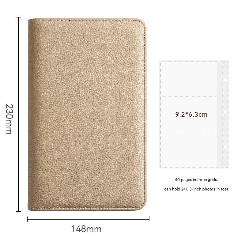 Beige PU Leather Zippered Photo Album – Holds 240 3 Prints”