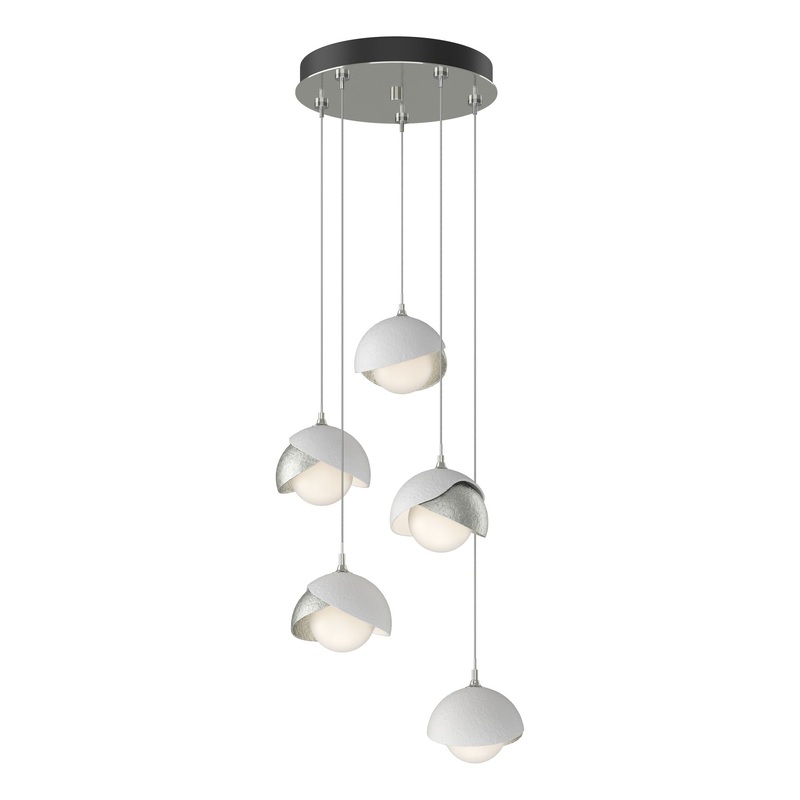 Brooklyn 5-Light Double Shade Pendant Sterling White