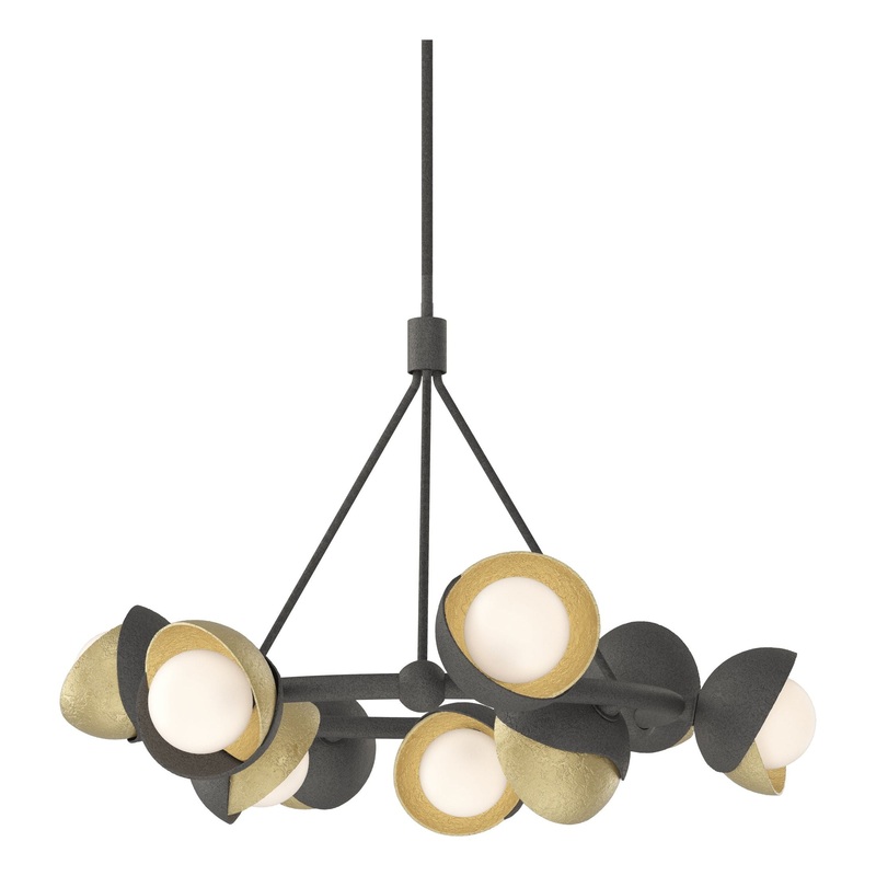 Brooklyn 9-Light Double Shade Ring Pendant Natural Iron Modern Brass