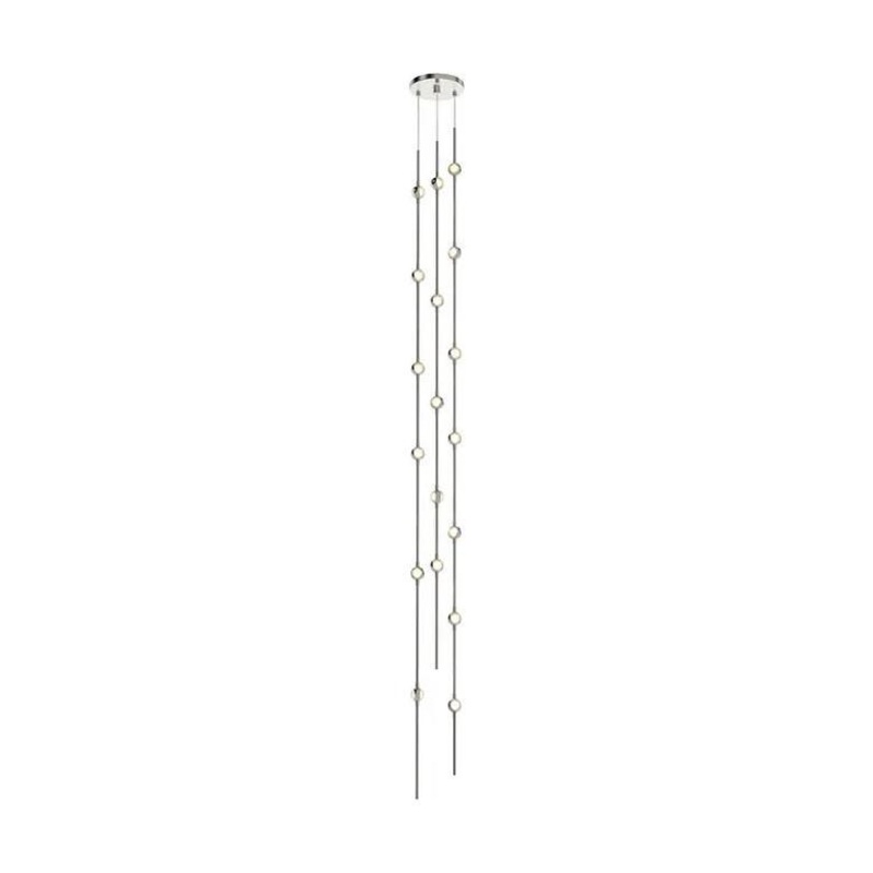 Constellation Andromeda Tall 6″ Round LED Pendant Satin Nickel with Clear Faceted Acrylic 2700K 20′ Adjustable Cord