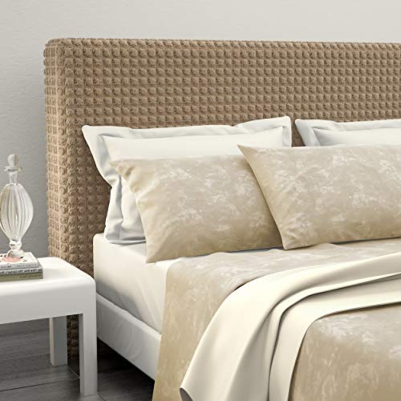 Copritestata letto matrimoniale, colore Tortora, copertura testiera shienale letto, elastica universale, tessuto bielastico estensibile fino a 200 cm