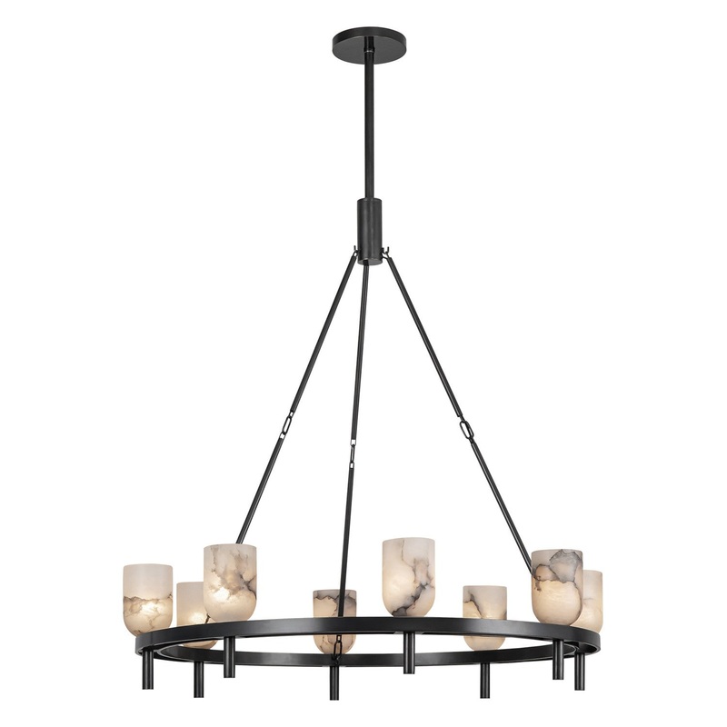 Eight Light Chandelier from the Lucian Collection in Urban Bronze/Alabaster Finish by Alora