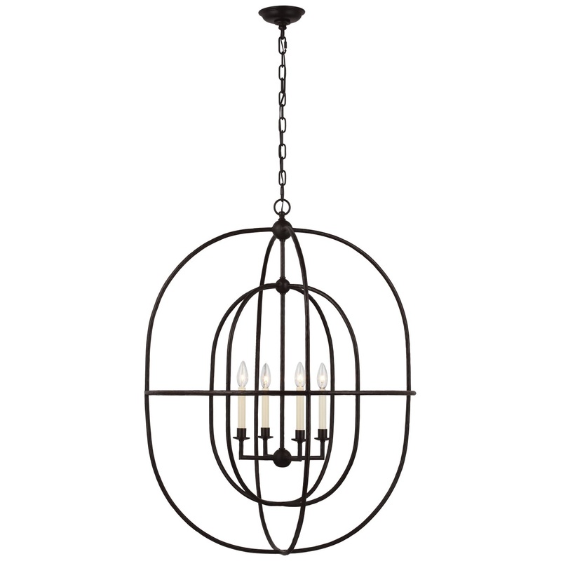 LED Lantern from the Desmond Cage Collection in Aged Iron Finish by Visual Comfort Signature