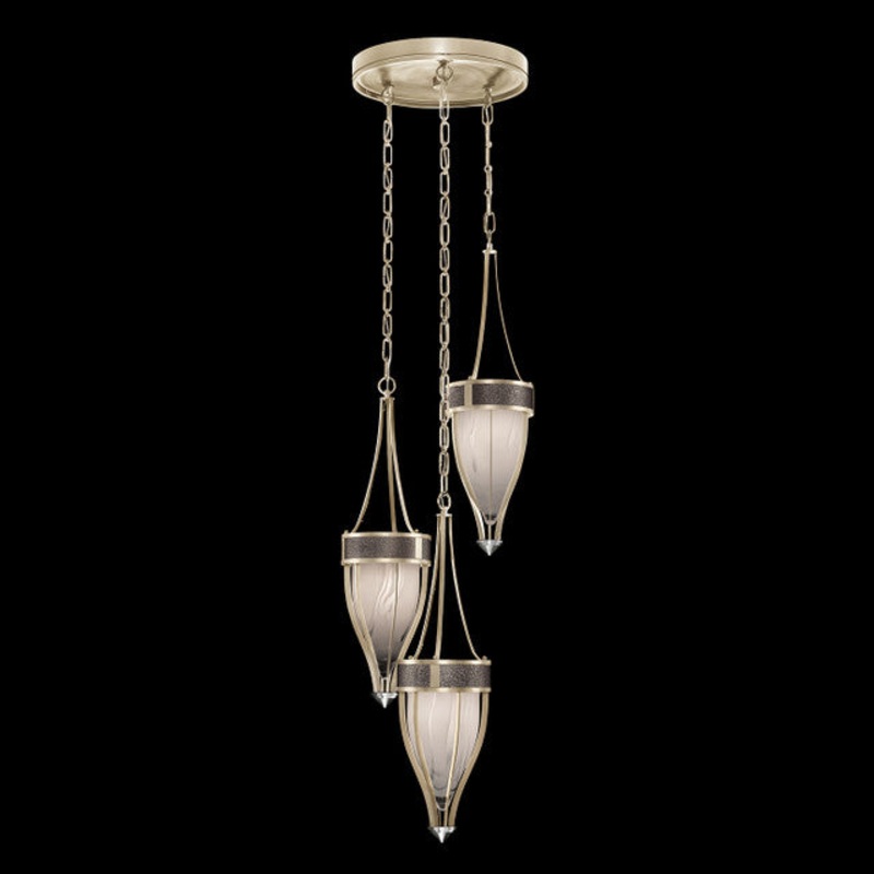 Mirage 17.5″W Round Pendant Champagne/Nickel/Pebble