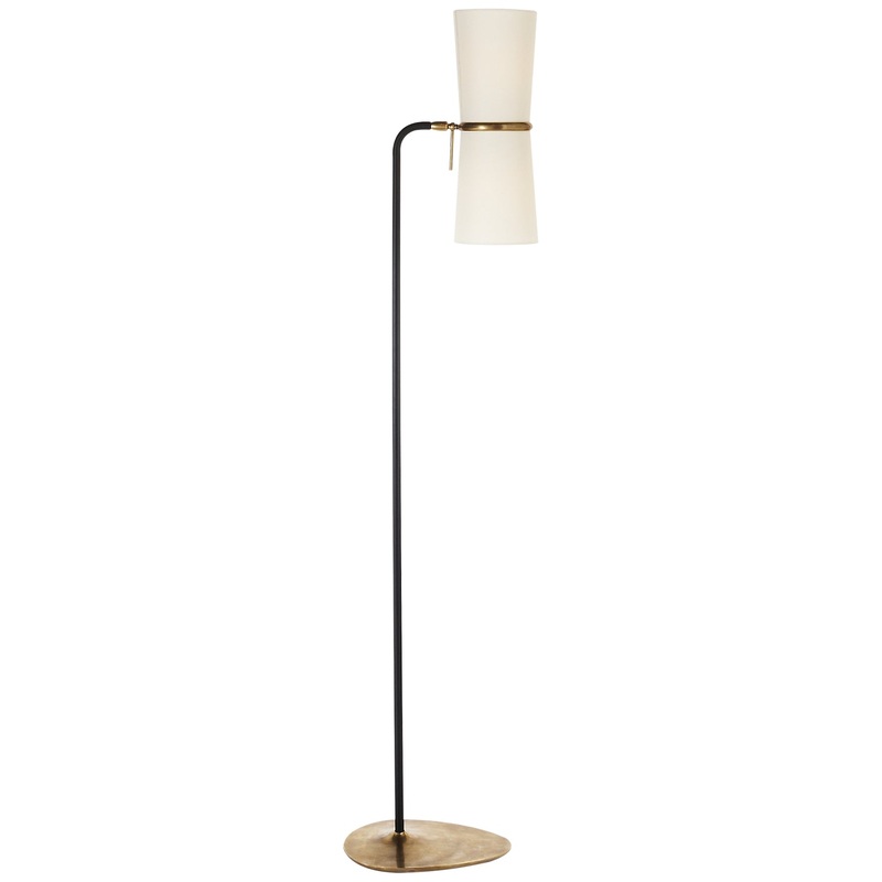 Two Light Floor Lamp from the Clarkson Collection in Black And Brass Finish by Visual Comfort Signature
