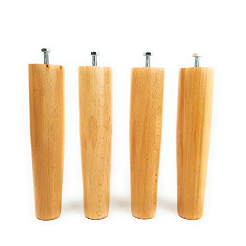 viglietti Set di 4 Pezzi Piedi Faggio con Bulloni per Reti a Doghe in Legno, H 35 cm