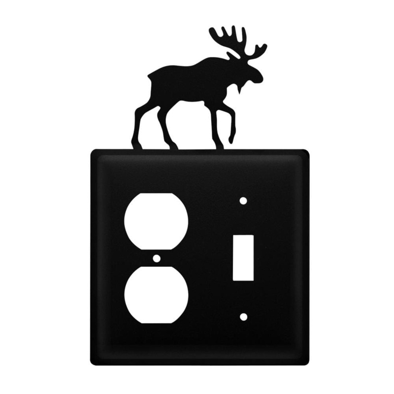 Village Wrought Iron EOS-19 Double Moose Single Outlet and Switch Cover
