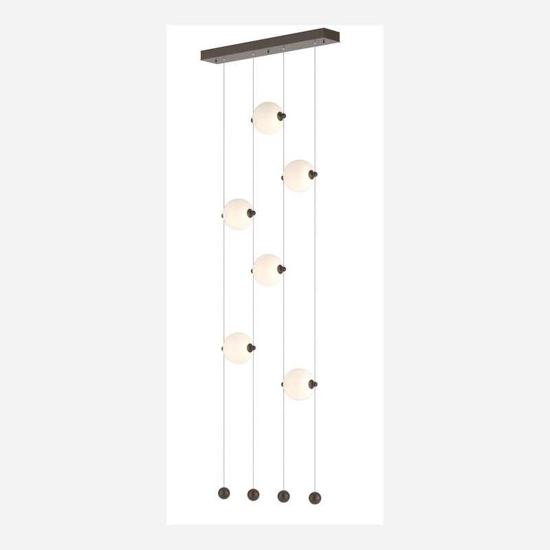 Abacus 6-Light Ceiling-to-Floor LED Pendant Bronze Opal Glass (GG)