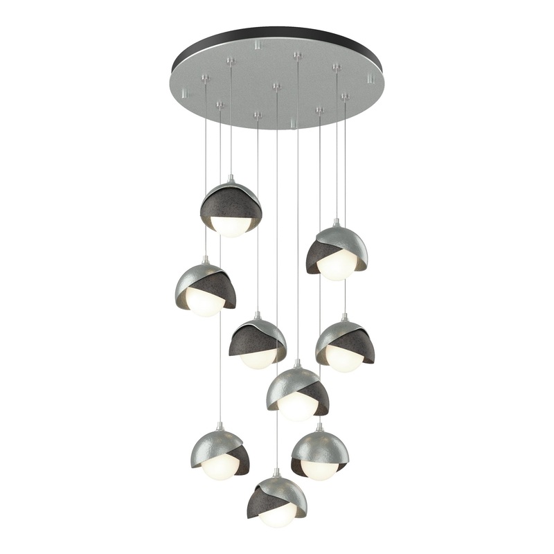 Brooklyn 9-Light Double Shade Pendant Vintage Platinum Natural Iron
