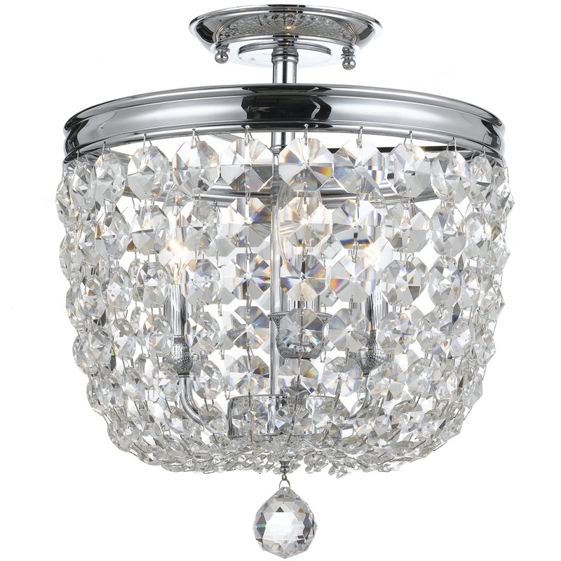 Crystorama 783-CH-CL-SAQ Archer Three Light Semi Flush Mount Polished Chrome