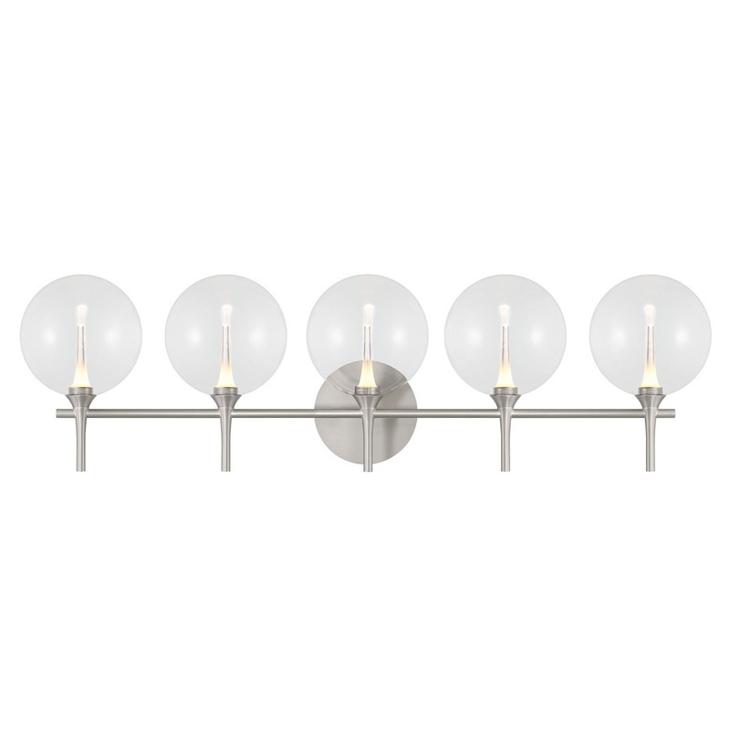 Iissa 5-Light Vanity Light Nickel Clear Glass