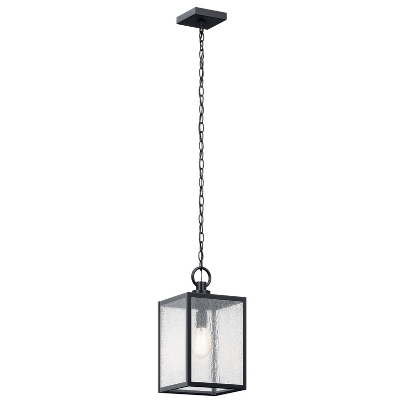 One Light Outdoor Pendant / Semi Flush from the Lahden Collection in Black Textured Finish by Kichler