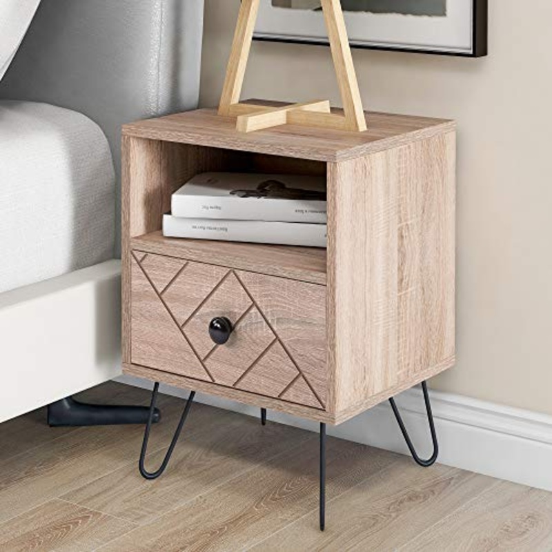 Q-HL Comodino Tavolo da Comodino in Legno Night Stand Cassetto Cassapancio Facile da Assemblare Stoccaggio Conveniente per Soggiorno Camera da Letto