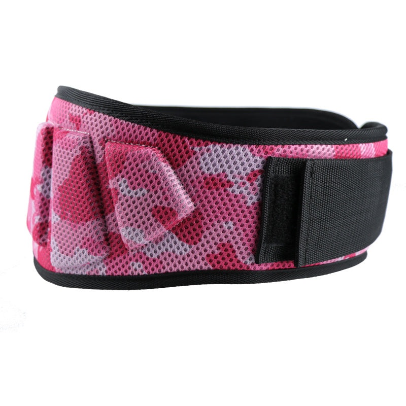 Size M Pink Camouflage Camo Weightlifting Belt – EVA Nylon Gym Belt for Squats, Deadlifts & Lumbar Support