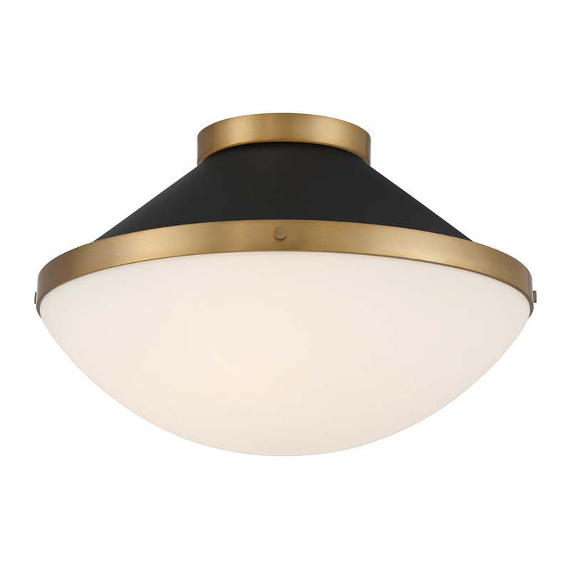 Two Light Flush Mount from the Xander Collection in Vibrant Gold/Matte Black Finish by Crystorama