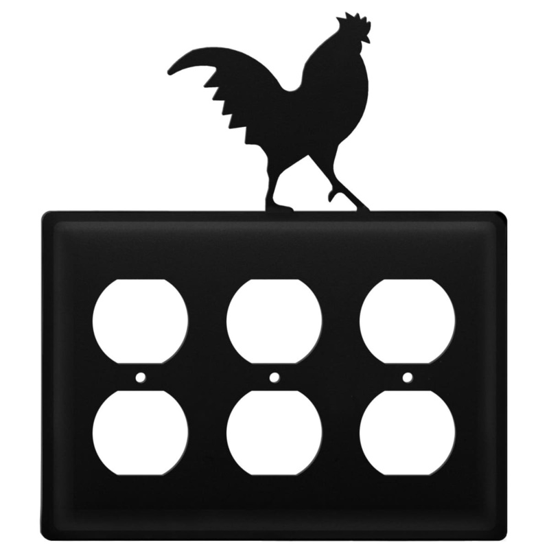 Village Wrought Iron EOOO-1 Triple Rooster Triple Outlet Cover CUSTOM Product