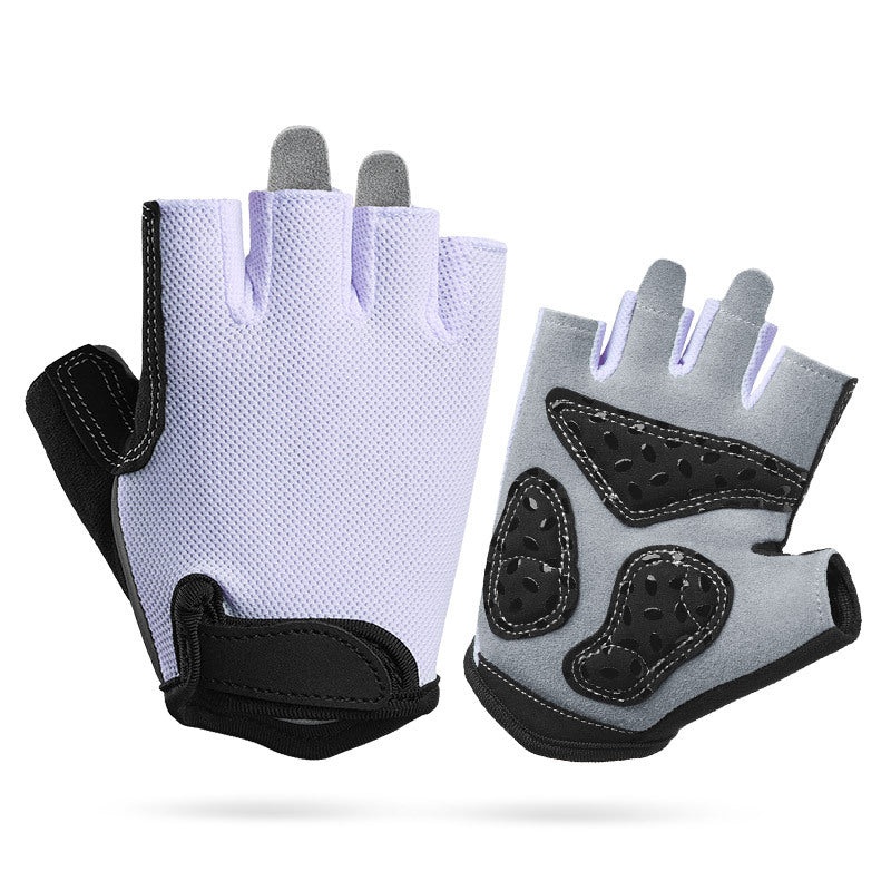 XL Purple Children’s Summer Cycling Gloves – Breathable Half-Finger Non-Slip Fitness Training Gloves for Weightlifting