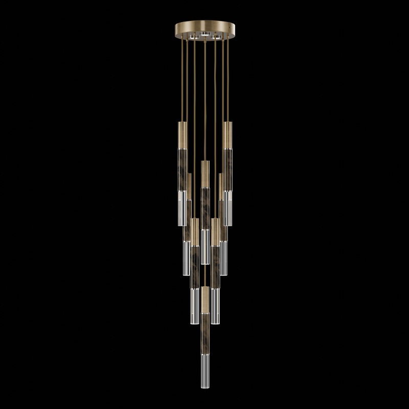 Antonia 16″W Round Pendant Black/Nickel/No Skin
