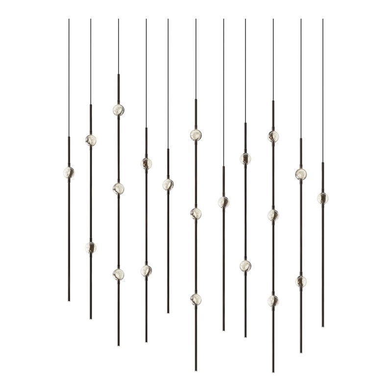 Aries 36″ Rectangle LED Pendant Espresso Black with Clear Faceted Acrylic 2700K 20′ Adjustable Cord