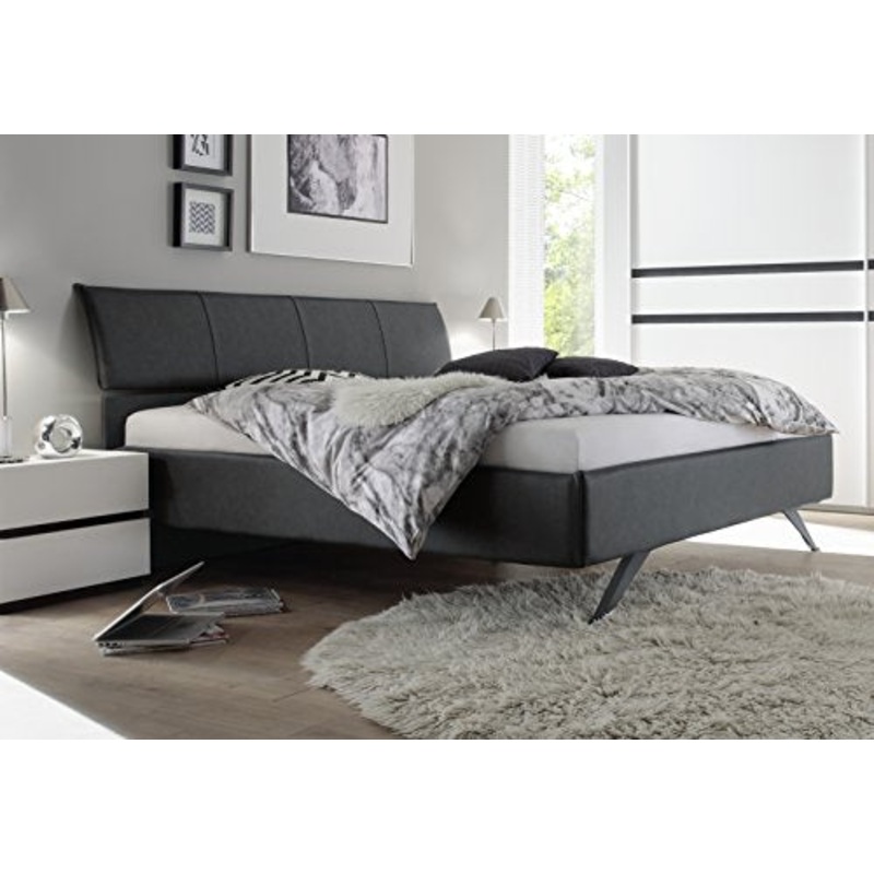 Arredocasagmb.it Letto Matrimoniale Moderno Ecopelle Grigio Gambe Ferro sospeso Camera da Letto 160×195 COMI