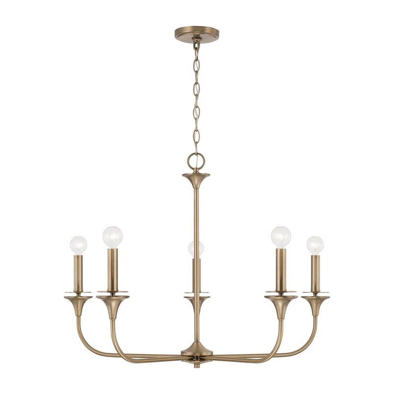 Capital Lighting 448951AD Presley 5 Light Chandelier Aged Brass