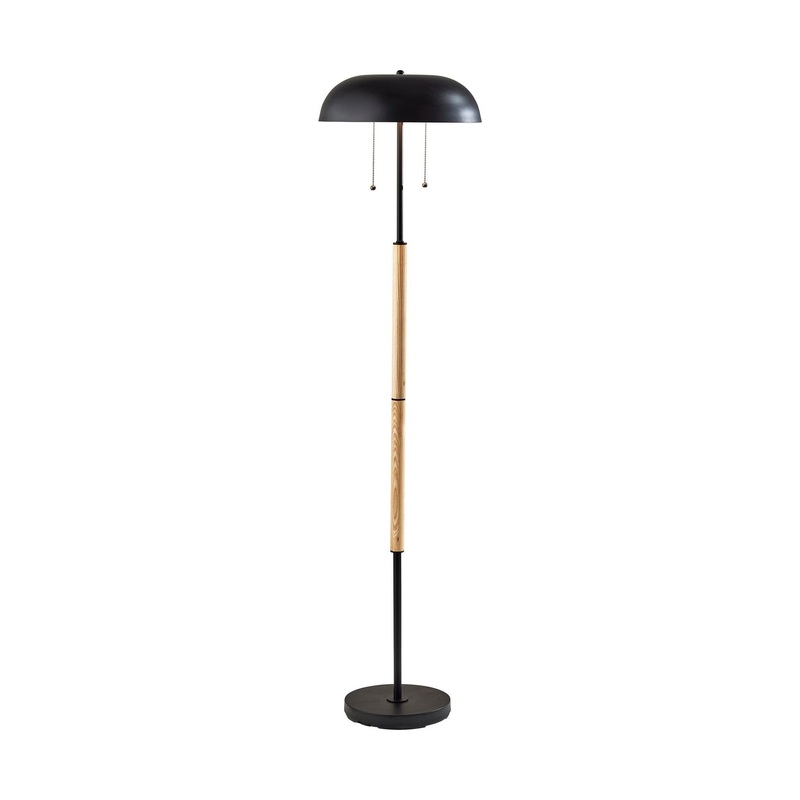 Everett Floor Lamp Natural Wood & Black