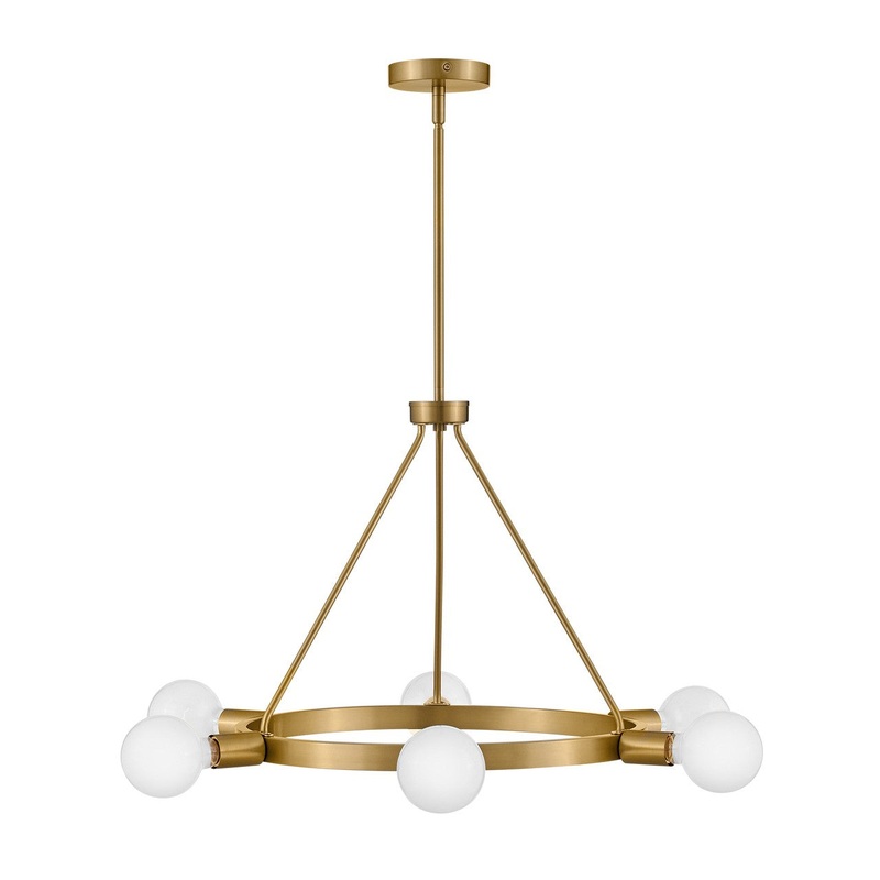 LED Chandelier from the Orla Collection in Lacquered Brass Finish by Lark