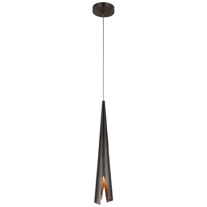 LED Pendant from the Piel Collection in Bronze Finish by Visual Comfort Signature