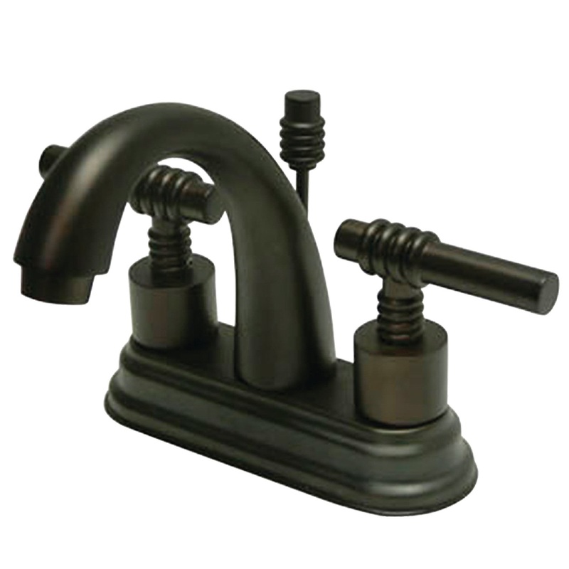 Milano KS8615ML Two-Handle 3-Hole Deck Mount 4″ Centerset Bathroom Faucet with Brass Pop-Up, Oil Rubbed Bronze