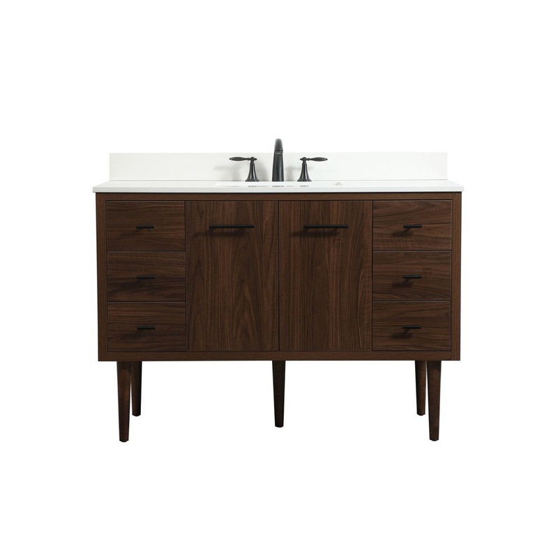 Single Bathroom Vanity from the Cyrus Collection in Walnut Finish by Elegant Lighting