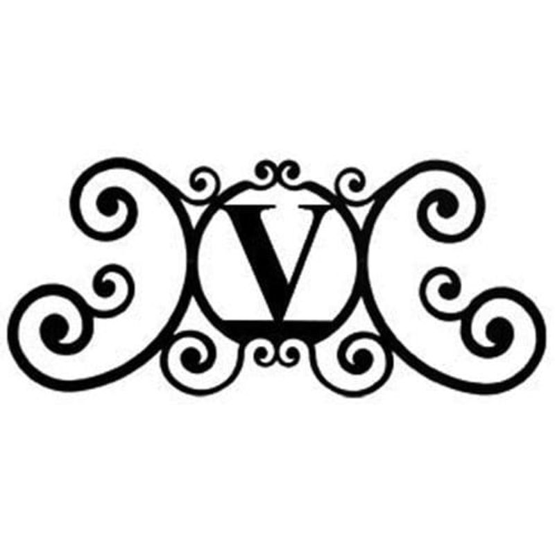 Village Wrought Iron HP-OD-V House Plaque Letter V