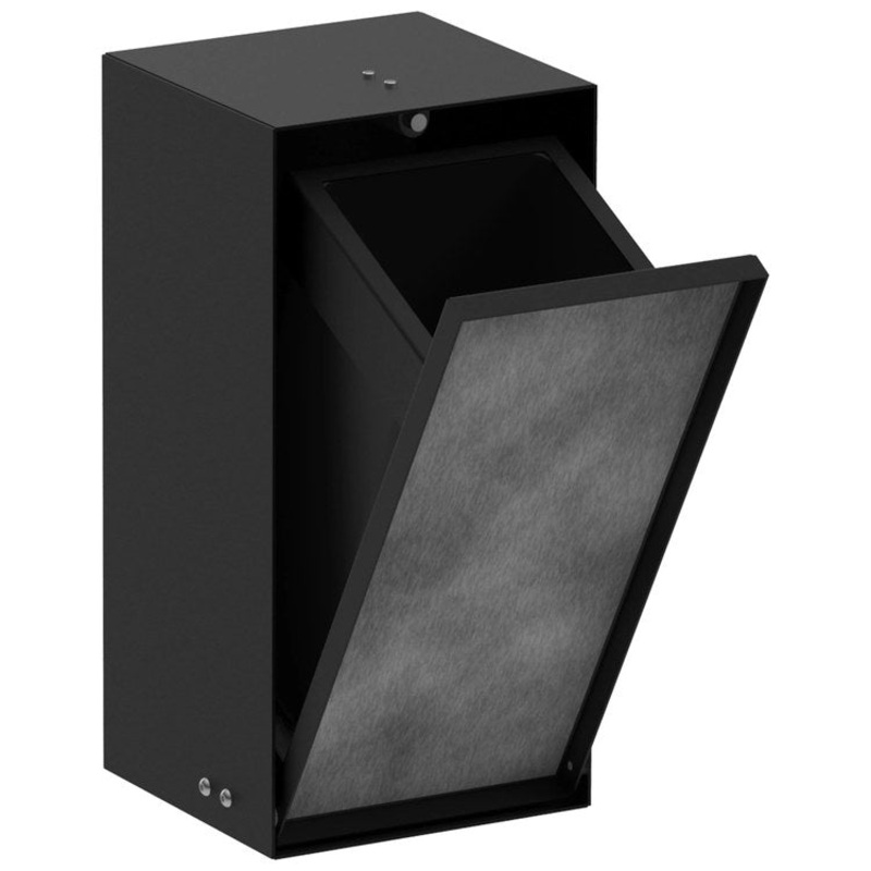 Waste Bin Xtrastoris Rock Recessed Matte Black 2/3 Gallon Metal