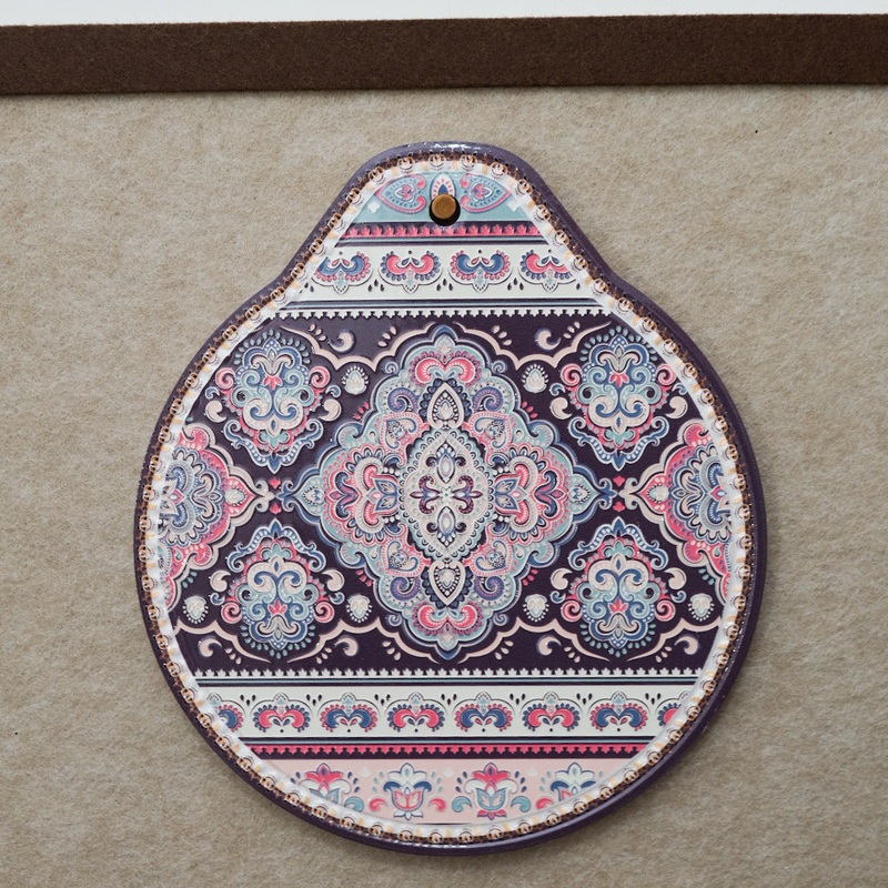 White-pink Set of 4 Embossed Ceramic Paddle Mats – Assorted Bohemian Pattern Heat Resistant Pads