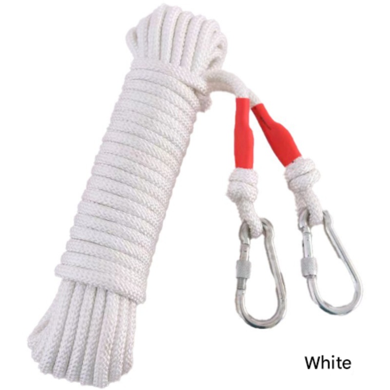White With Wire Core Heavy Duty Adjustable Clothesline Set (4 Pack) – 10m Steel Wire Core Nylon Rope with Hooks for Outdoor & Camping