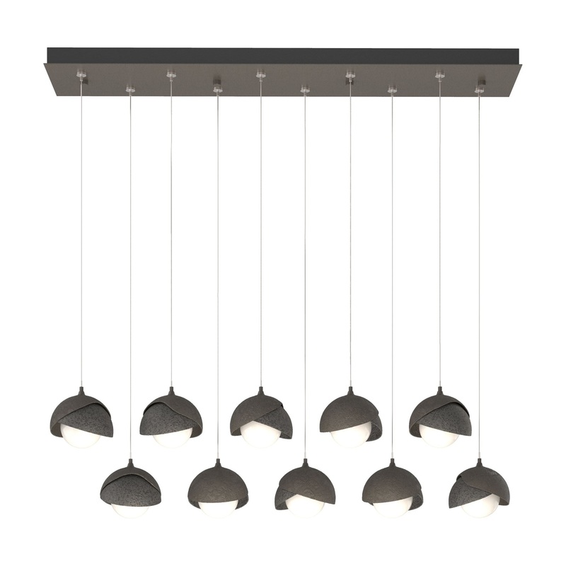 Brooklyn 10-Light Double Shade Pendant Dark Smoke Natural Iron