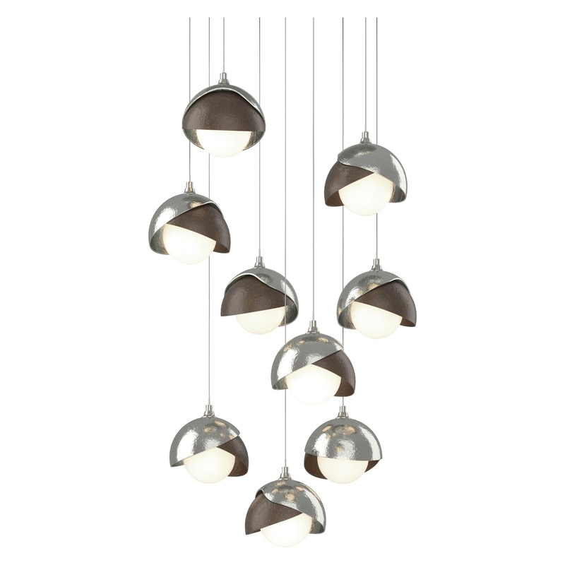 Brooklyn 9-Light Double Shade Pendant Sterling Bronze