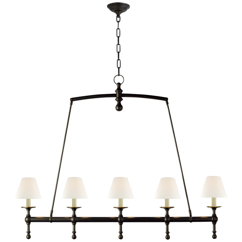 Five Light Linear Chandelier from the Classic Collection in Bronze Finish by Visual Comfort Signature