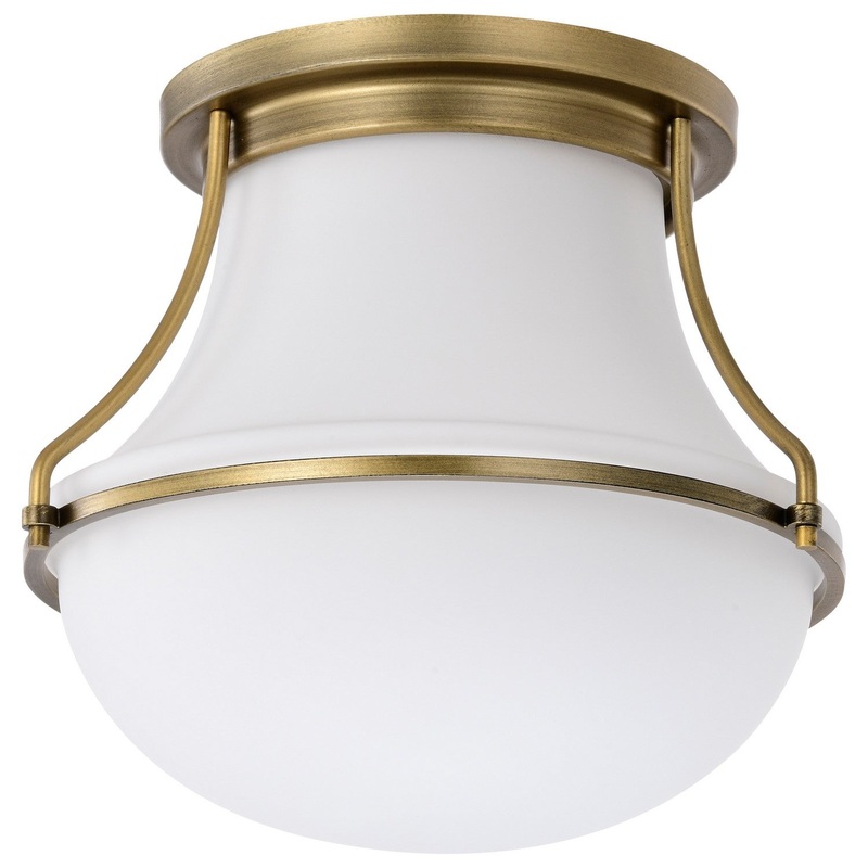 One Light Flush Mount from the Valdora Collection in Natural Brass Finish by Nuvo Lighting