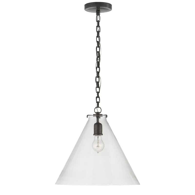 One Light Pendant from the Katie Conical Collection in Bronze Finish by Visual Comfort Signature