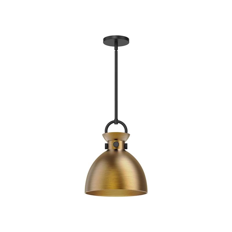 One Light Pendant from the Waldo Collection in Aged Gold|Aged Gold/Matte Black|Matte Black/Aged Gold Finish by Alora