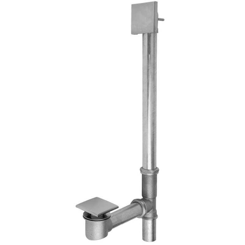 Tub Drain Bottom Outlet Standard Toe Control with Faceplate Square Waste Polished Chrome Brass 10 Inch