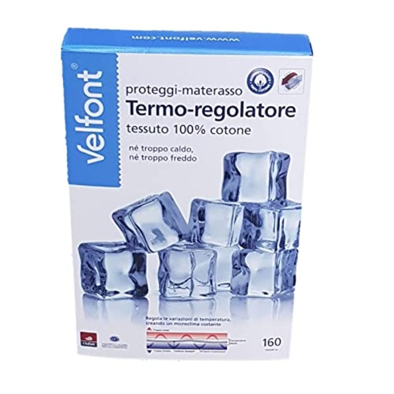 Velfont coprimaterasso Proteggi Materasso con Angoli termoregolatore in Tessuto Outlast di 100% Cotone, Una Piazza e Mezza cm. 120×190/200